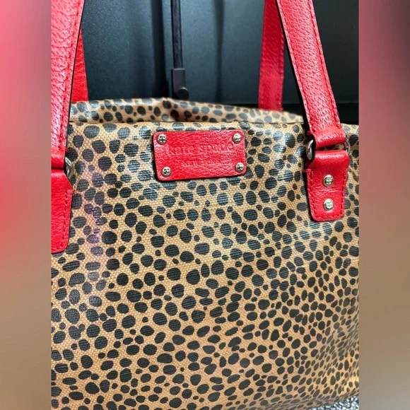 Kate Spade Red and Brown Leopard Print Tote - Picture 4 of 5